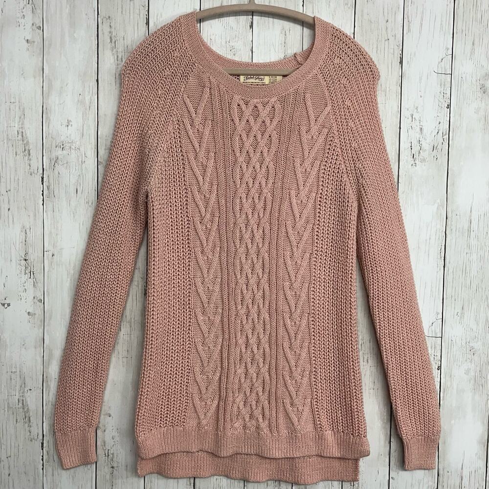 Faded Glory Pink Knit Long Sleeve Crew Neck Sparkle Sweater Large